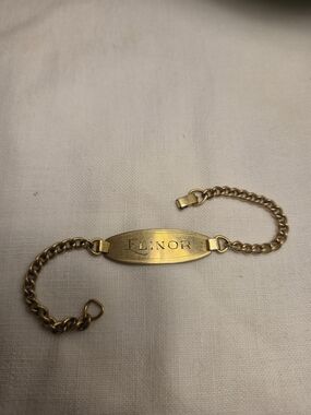 Vintage R.F. Simmons Co. Gold ID Chain Bracelet Engraved Elinor Only The Best